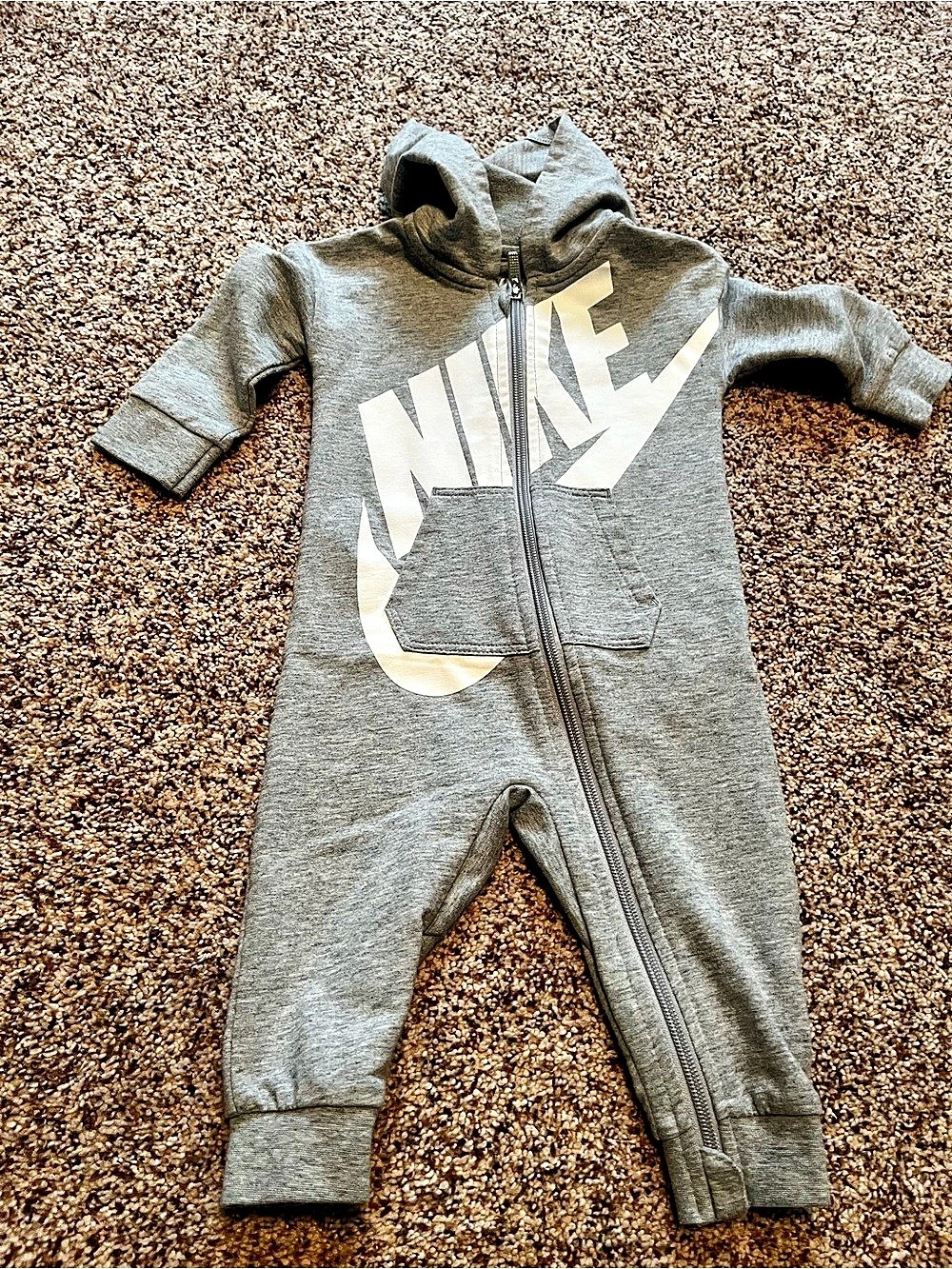 Nike Futura Logo Coverall Gray & White Baby 9M